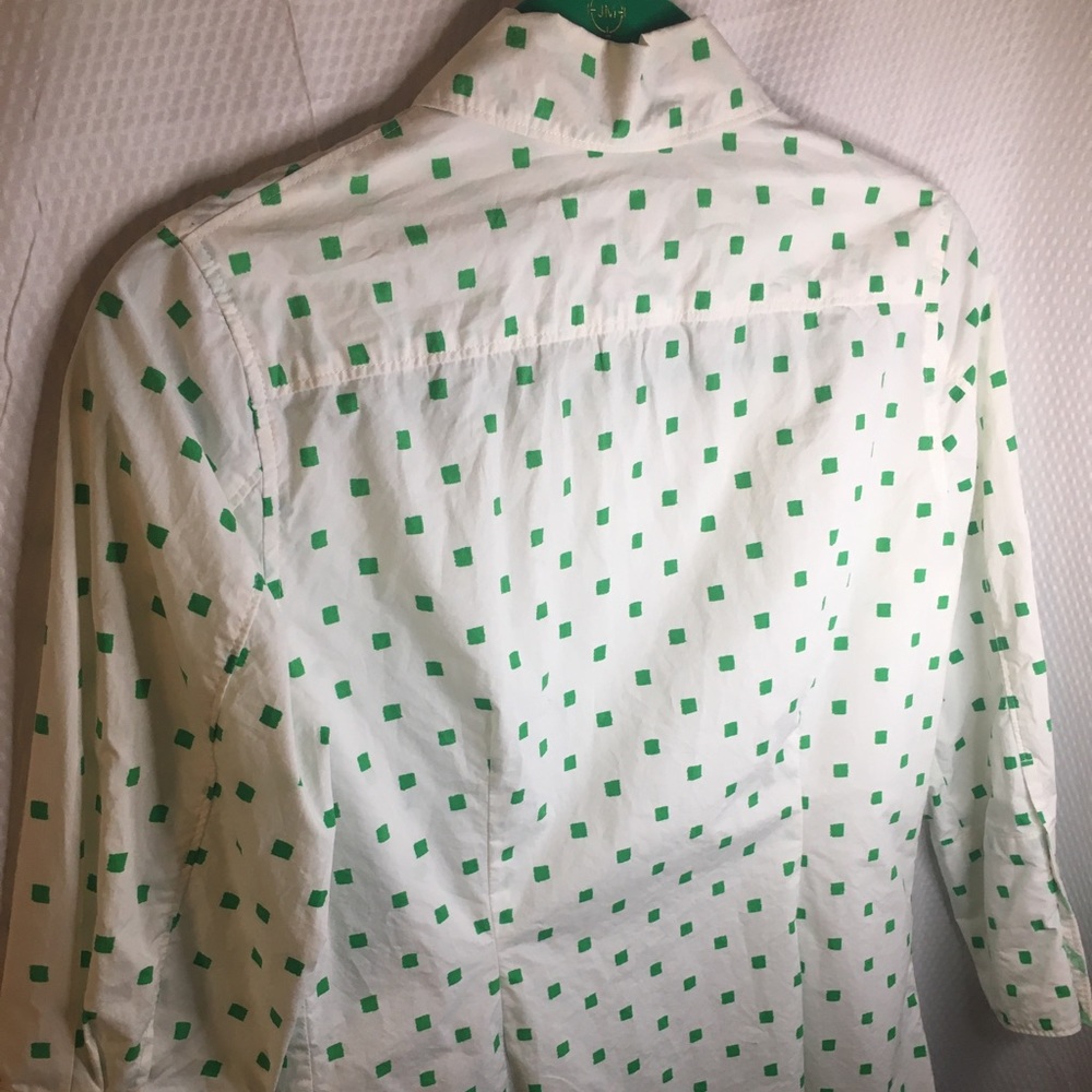 Isaac Mizrahi for Target | Women’s White with Green Squares Button Down Top - Picture 6 of 10